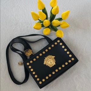 VERSACE Vintage Medusa Leather Shoulder Bag